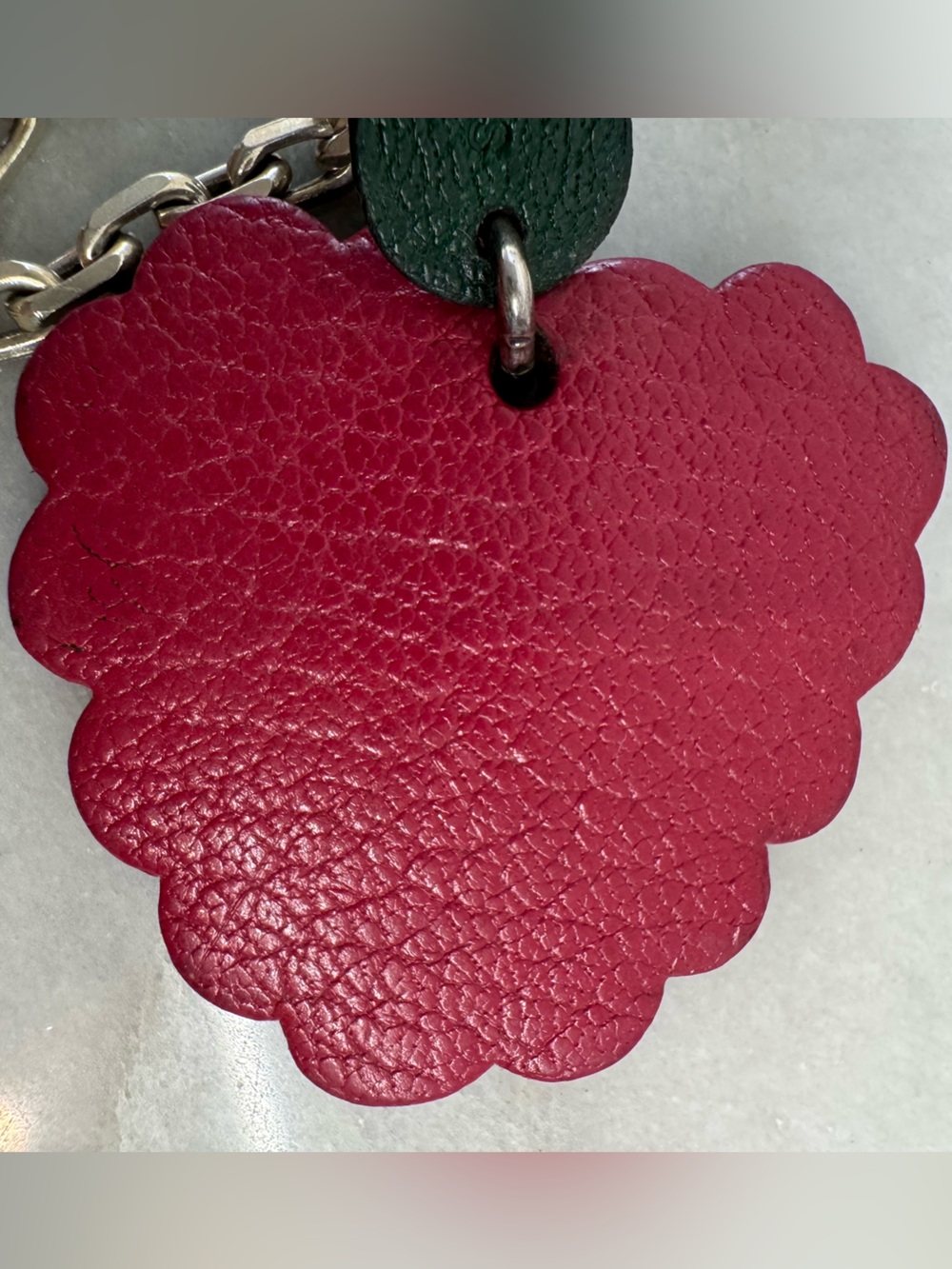 !SOLD! Hermes Leather Raspberry Bag Charm Keychain - Picture 5 of 8